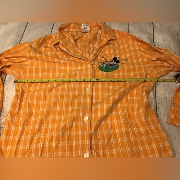 Walt Disney World orange plaid Mickey Mouse bathtub long sleeve -S/M - Picture 2 of 6